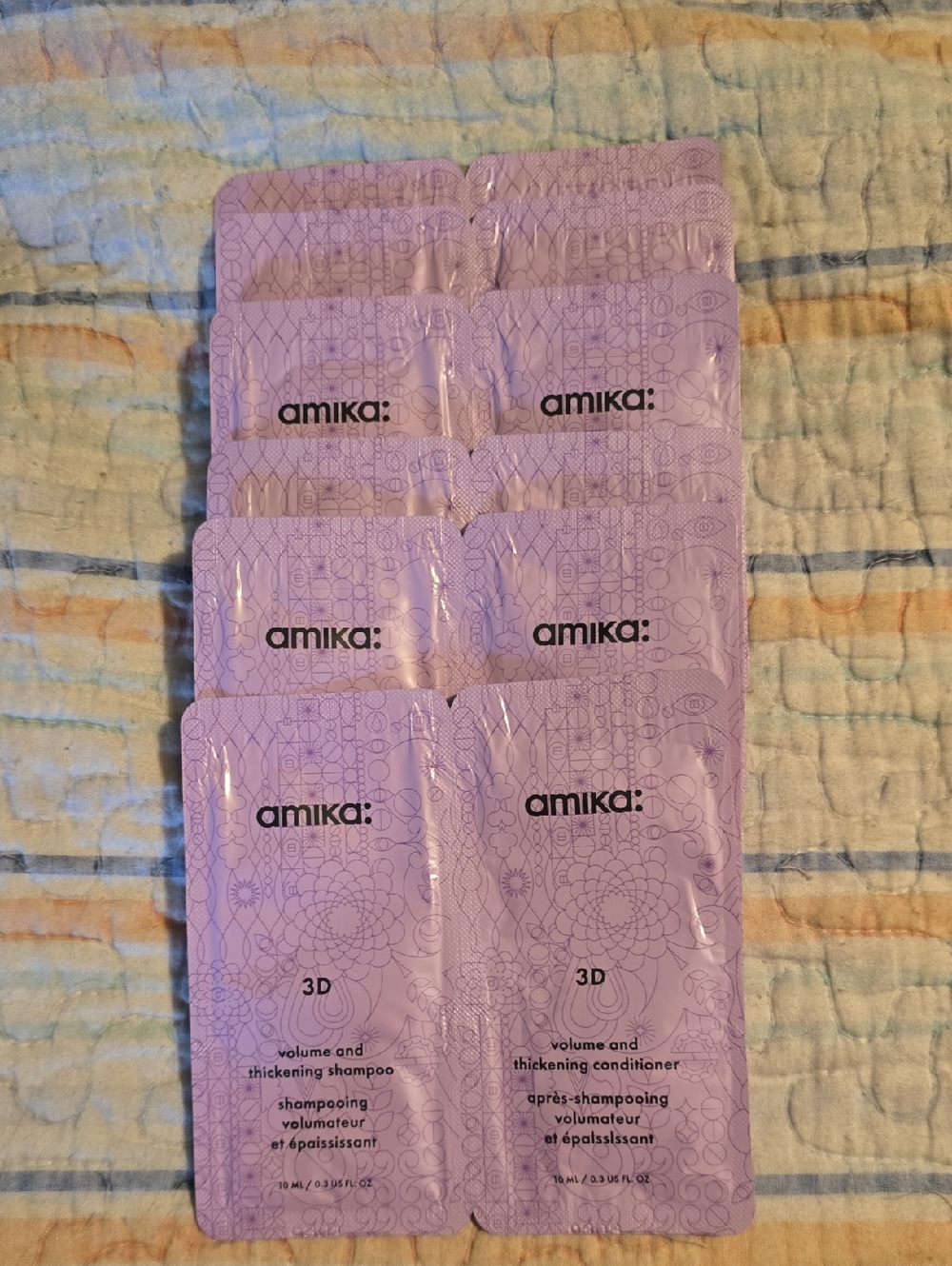6 Amika Pink 3D Volume & Thickening Shampoo and Conditioner Sachets